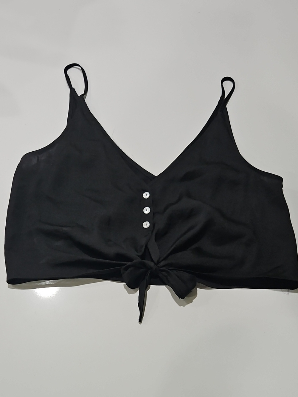 Free People Black Tie-Front Cropped Cami. Intimately Size S/p Like New